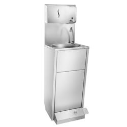 Handwasbak | Wasstation - Roestvrij staal - met voetbediening, papier- & zeepdispenser