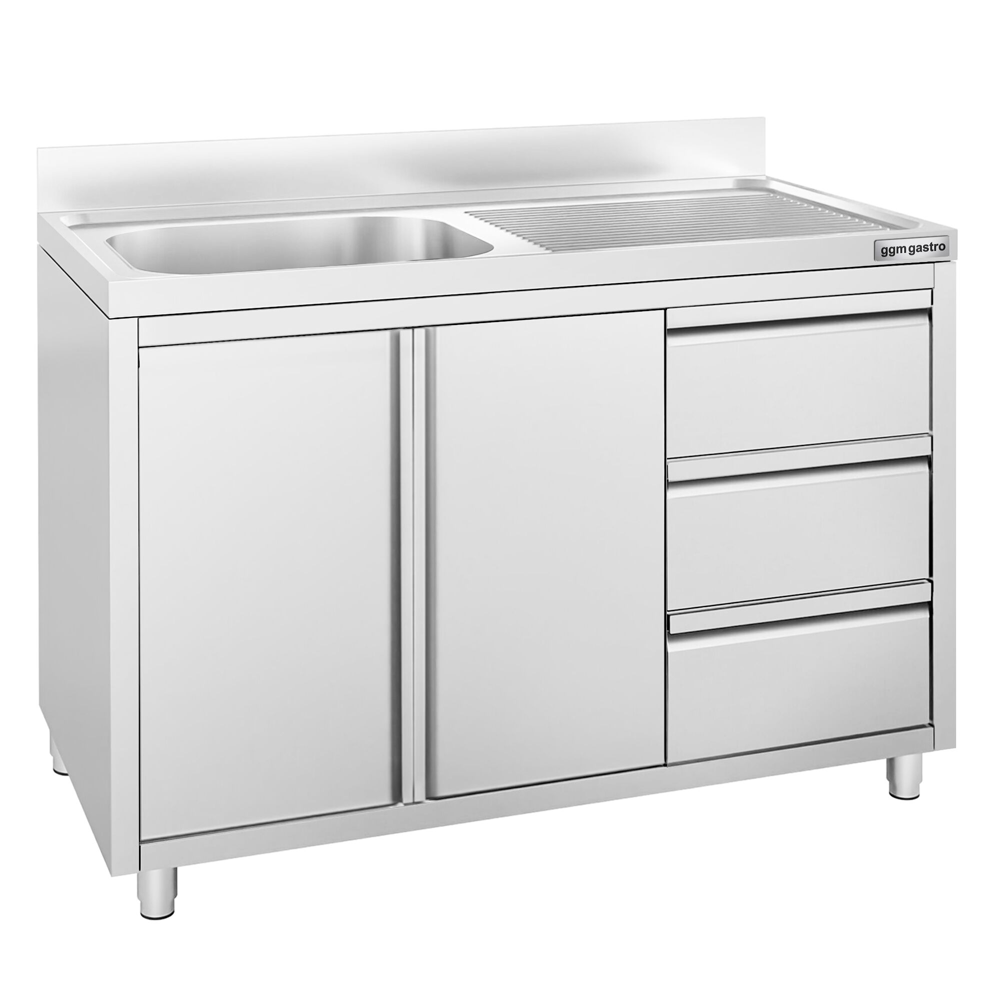 Spülschrank - 1200x700mm - mit 3 Schubladen & 1 Becken links