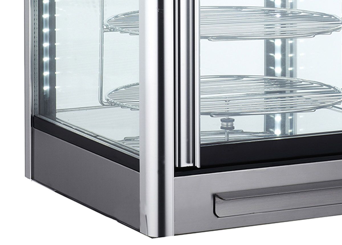 Vitrine réfrigérée 4 faces vitrées / Vitrine panoramique de table – 108 litres – 4 étagères rotatives – Argent