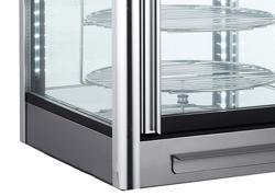 Vetrina pasticceria refrigerata - per torte - 108l - 470mm - 1 porta a battente in vetro - con 4 rotanti ripiani - LED interni; 4 lati vetro