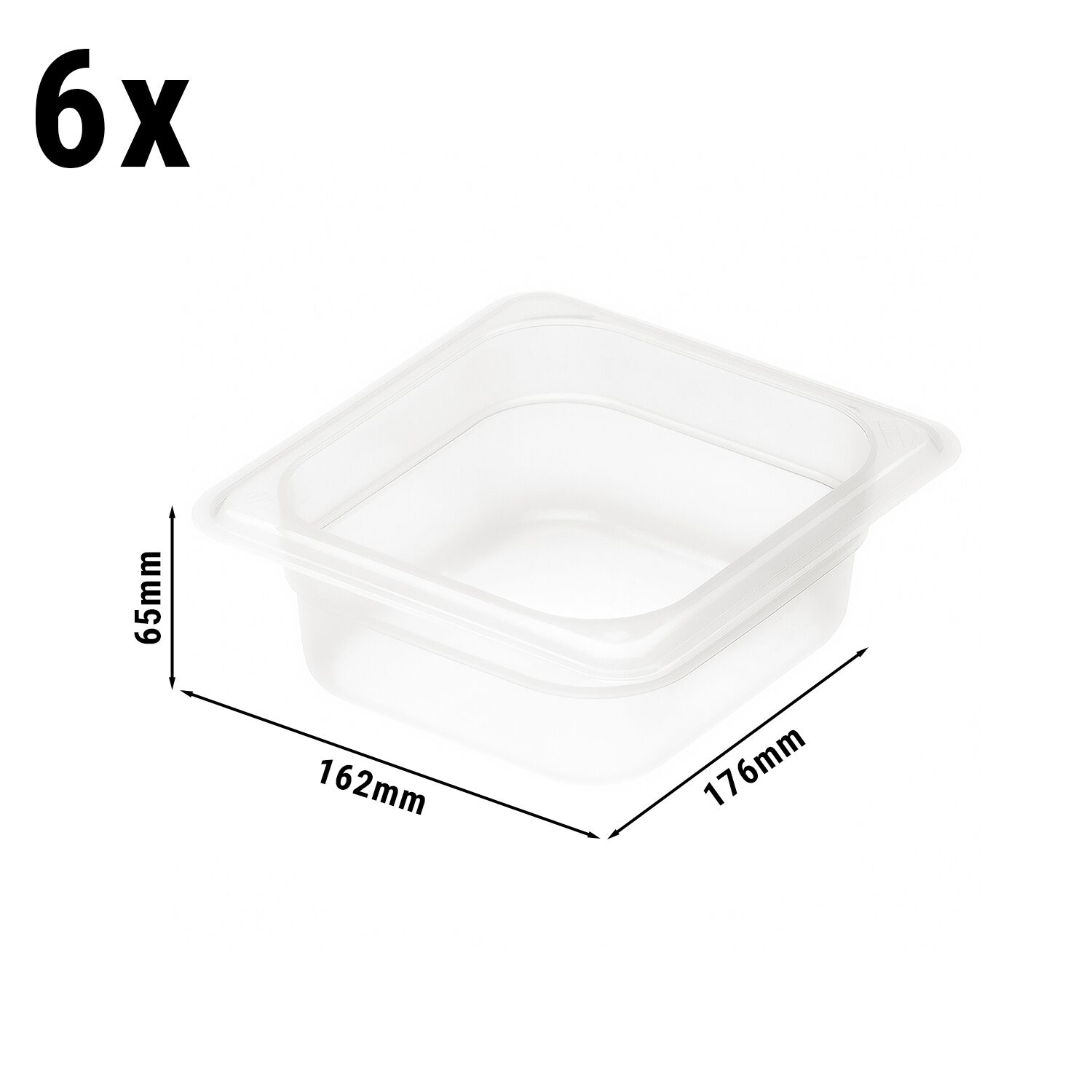 (6 pièces) CAMBRO | Contenants GN 1/6 en polypropylène – laiteux – hauteur : 65 mm         