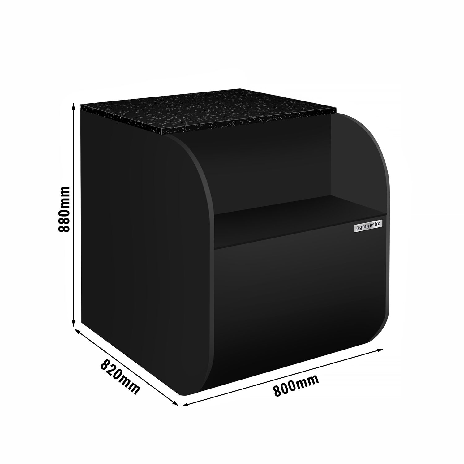 Table de caisse – 800 mm – façade Noire – granit Noir