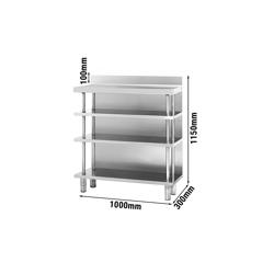 Edelstahl Bar-Arbeitstisch mit 4 Ablagen 1000x300