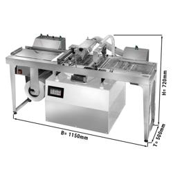 Temperatrice di cioccolato da banco / Chocotemper - 11kg - 1,1kW - automatica a ciclo continuo - con nastro ricopritore - incl. piano d'appoggio con zona di ricopertura