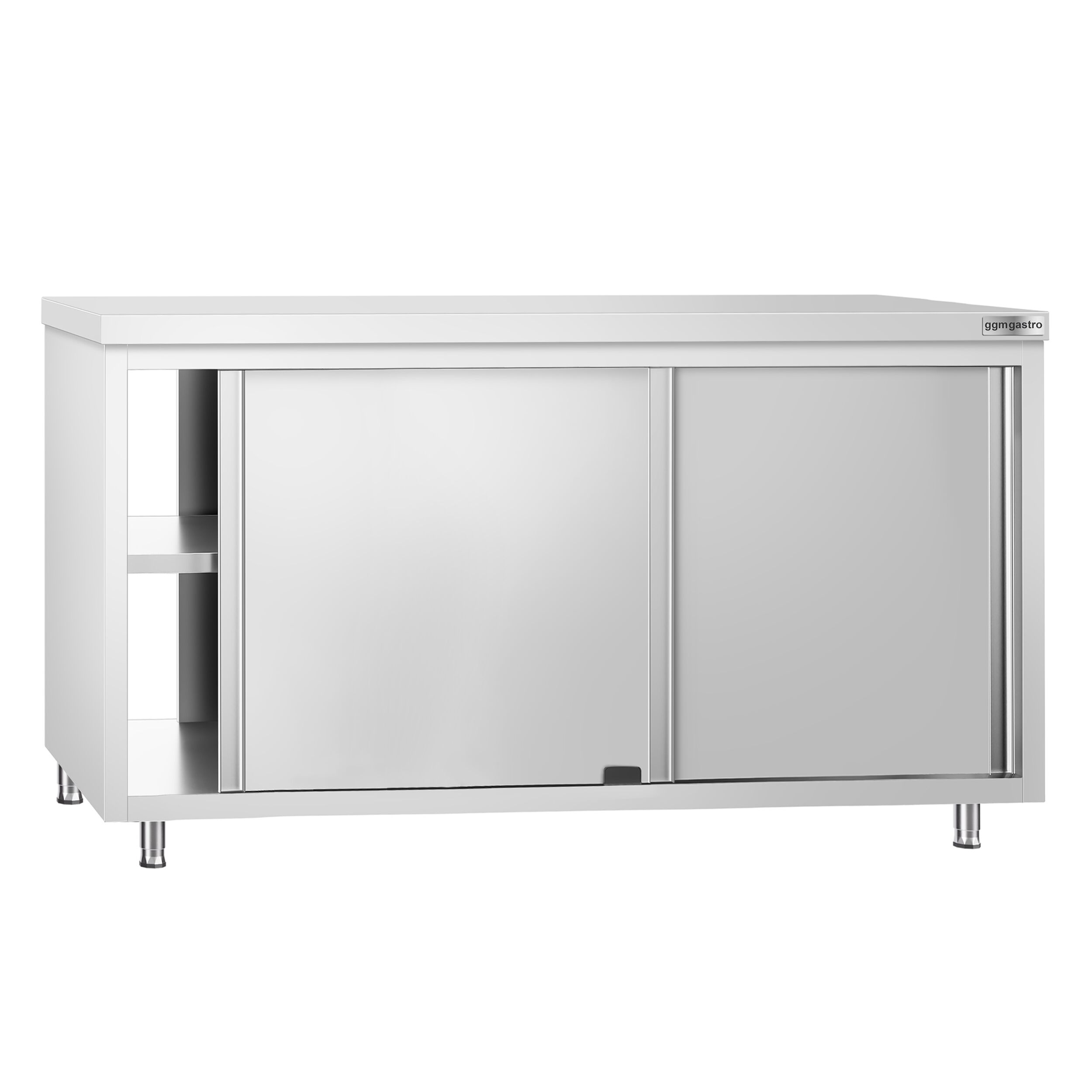 Table armoire en acier inoxydable PREMIUM - 1600x600mm - avec portes coulissantes et passe-plats