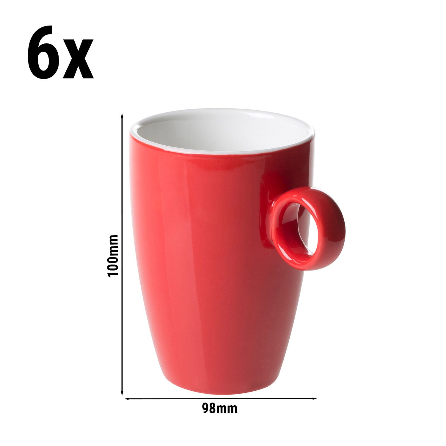 (6 pièces) BART COLOUR CAFE – Tasse à café – 230 ml – Rouge