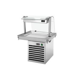 Vasca refrigerata da incasso (drop-in) - 800mm - +2/+8°C - 2x GN 1/1 - 350W - con parafiato in vetro temperato