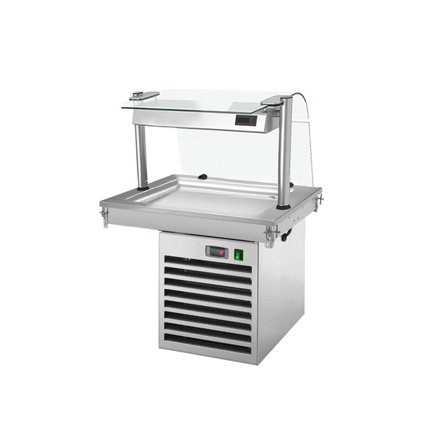 Bandeja enfriadora emportable  0,8m - +2 ~ +8 °C - 2x GN 1/1  -- con protección de vidrio