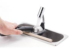 Commercial ice cream scoop rinser with pre-rinse spray and integrated backflow preventer