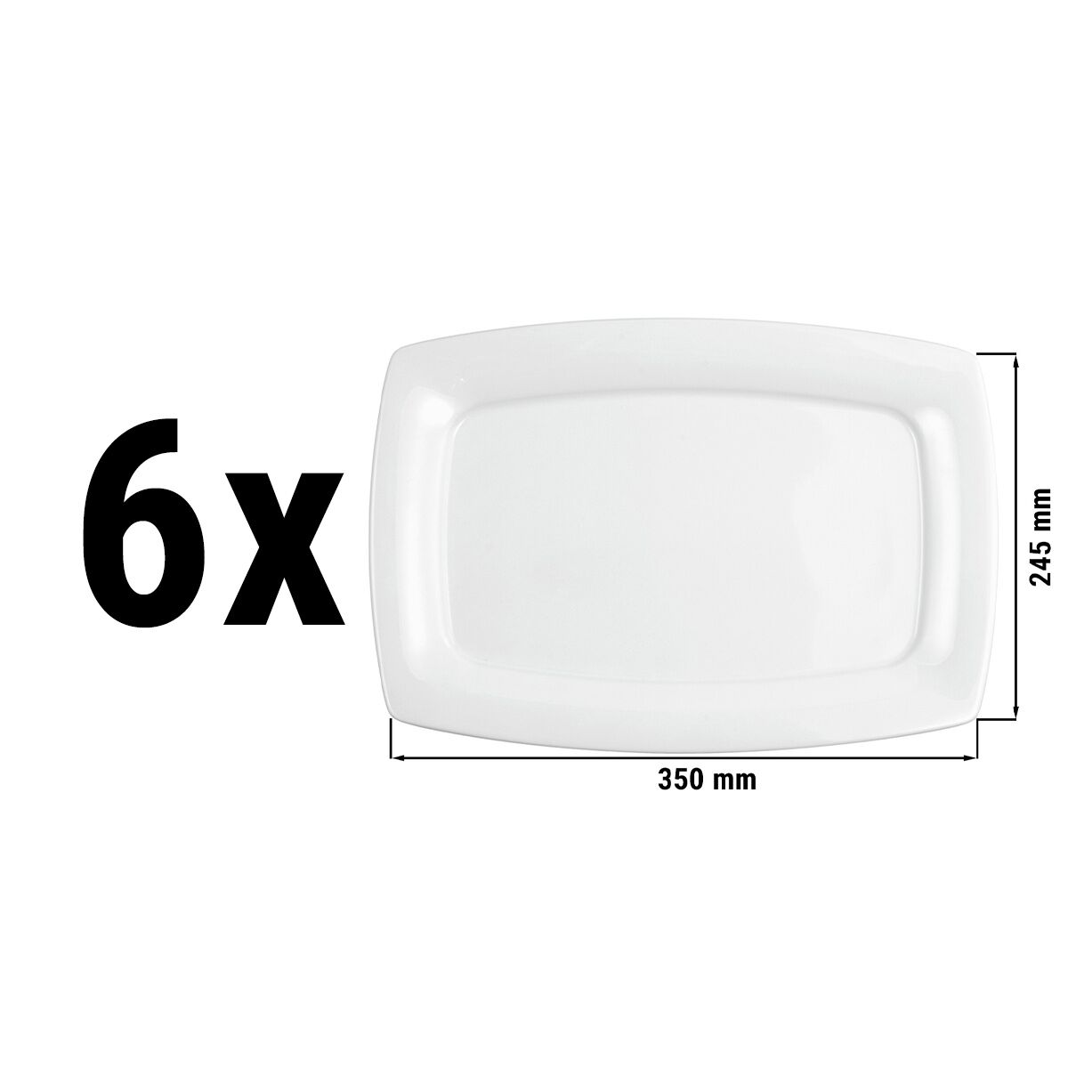 (6 pièces) SELTMANN WEIDEN – Assiette Gourmet – carrée – 355x245 mm – Blanche/Uni
