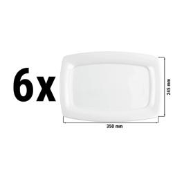 (6 pcs) SELTMANN WEIDEN | Savoy Gourmet Plates – Rectangular – Porcelain – White – 355×245 mm