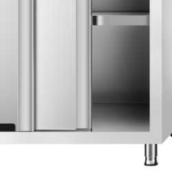 Armoire de travail en acier inoxydable PREMIUM - 1600 mm - avec passe-plat        