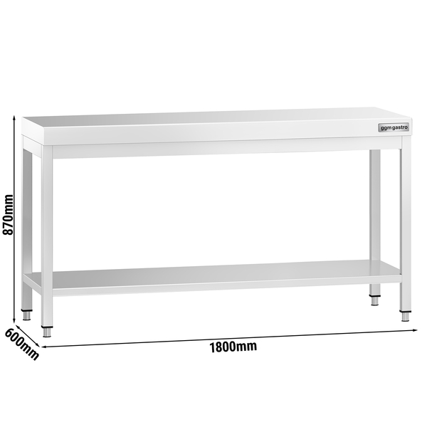میز کار استیل پریمیوم - 1800*600 میلیمتر - همراه طبقه زیری - بدون لبه 