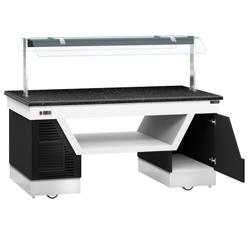 Banco buffet refrigerato BELFAST - 2000mm - con piano refrigerato - su ruote - Nero - Self Service