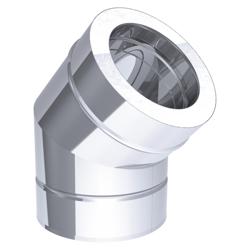 Stainless Steel Twin-Wall 45° Flue Elbow - Inner Ø 200 mm - Outer Ø 250 mm - Rigid - 0.5 mm wall