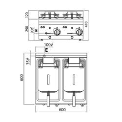 Dubbele elektrische friteuse - 10+10 liter - 18 kW - mechanische bediening - met aftapkraan - incl. onderstel