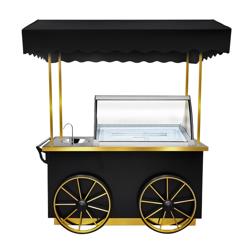 Carrello per gelati - 1700 mm - con lavello e illuminazione - per 5x contenitori per gelati da 5 litri