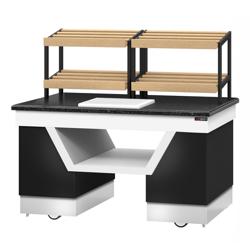 Raft pentru pâine BELFAST - 1600 mm - cu rotile - blat din granit negru