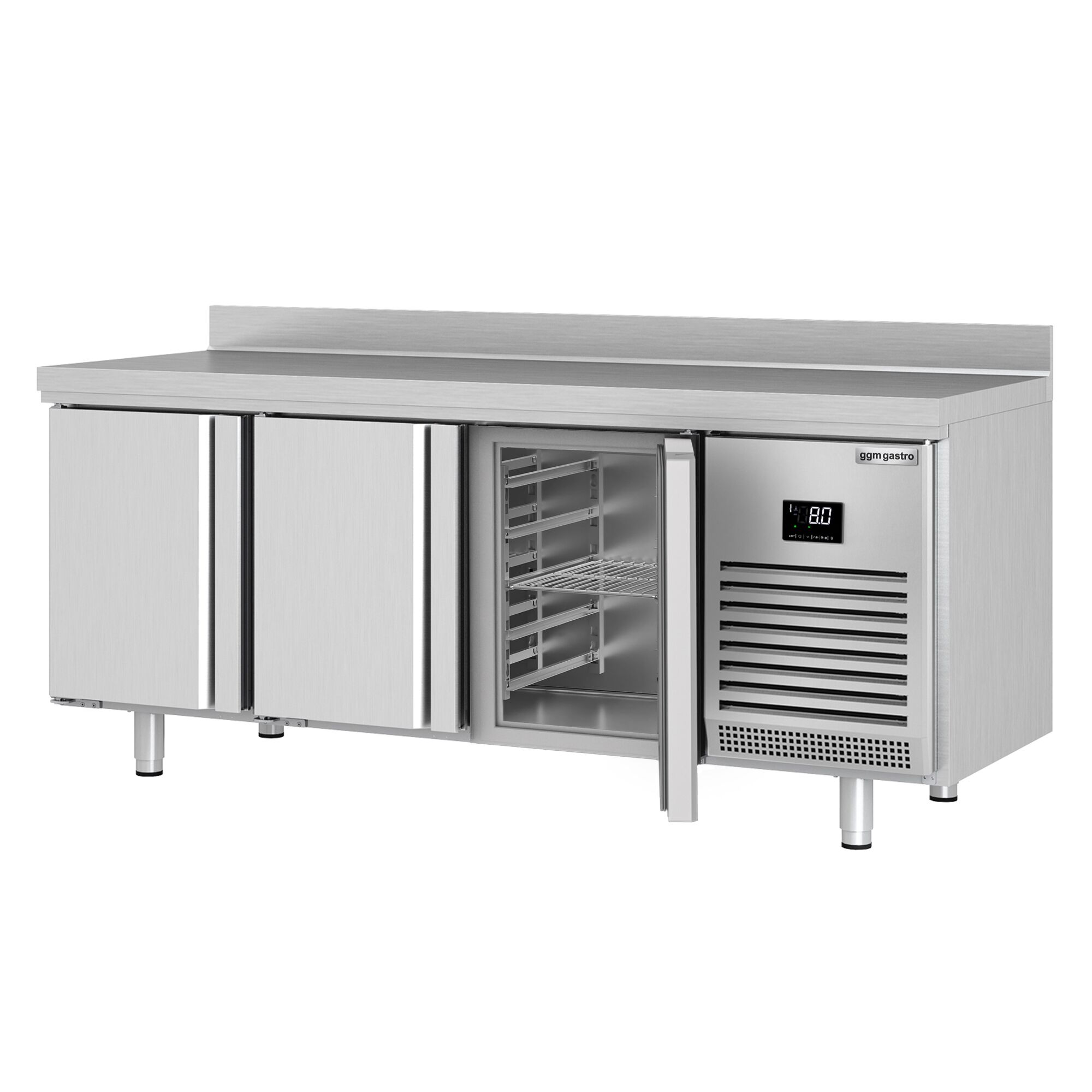Table réfrigérée Premium PLUS - 1960x600 mm - avec 3 portes - avec dosseret