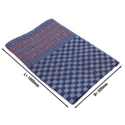 (10 kpl) Keittiön käsipyyhe, puolipellava - 50 x 100 cm - sininen ruudukko punaisilla viivoilla