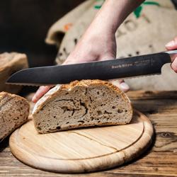 F. DICK | DarkNitro Serrated Bread Knife – 260 mm Blade - Oak Wood Handle - Hammered Finish