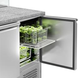 Saladette ECO - 900mm - 2 deuren - met rechte glazen opzetvitrine voor 5x GN 1/6