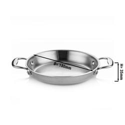 Poêle à omelette professionnelle - Acier inoxydable 18/10 - 209x228mm - Hauteur: 64mm - gaz/électrique/vitrocéramique/induction | passe au four | passe au lave-vaisselle