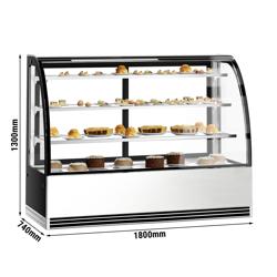 Expositores refrigerados - Bolos e sobremesas - 1,8 m - 3 prateleiras - vidro frontal redondo (LED)