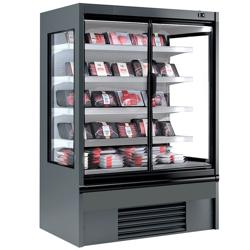 Supermarkt-wandkoelmeubel - 1018mm - 341 liter - met 2 dubbelglas glazen draaideuren & 4 schappen - van +2 tot +4 °C - anthracietgrijs