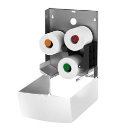 AIR-WOLF | Duplex Paper Roll Dispenser – wall-mounted - stainless steel - white - 3 rolls/1 jumbo
