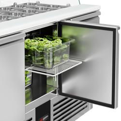 Saladette PREMIUM - 1368mm - 3 deuren - met rechte glazen opzetvitrine voor 4x GN 1/1