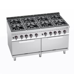 Cocina a gas - 84,2kW - 8 fuegos - con horno de gas estático - 7,6kW - modelo de alto rendimiento