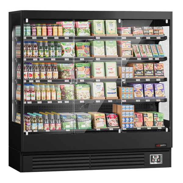 Armario refrigerador mural con puertas batientes - 1940 mm - 893 litros - con iluminación LED, 3 puertas de cristal y 4 estantes