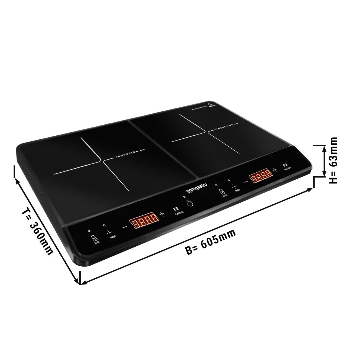 Induktiokeittolevy - 2,0 kW - 2 keittoaluetta pyöreä - pöytämalli