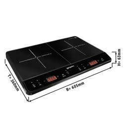 موقد تحريضي - 3.5 kW - 2 مناطق طهي دائرية - 605x360x63mm