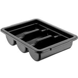 Kutija za pribor za jelo - s 3 odjeljaka - s poklopcem - 415x300 mm - Visina: 107 mm - polipropilen - crna