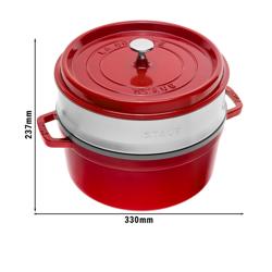 STAUB | LA COCOTTE - Cocotte con inserto per cottura a vapore - Ø 260mm - Ghisa - Rosso ciliegia