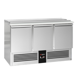 Саладетта PREMIUM - 1368 мм - 3 двери - доступ к 4x GN 1/1 - крышка из нержавеющей стали