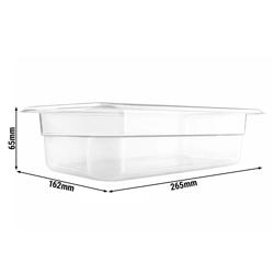 Conteneur GN en polycarbonate 1/4 - transparent - Hauteur : 65 mm        