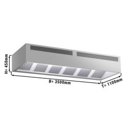 Commercial Extraction Canopy - Wall-Mounted - 3500mm - without Motor (for External Fan) - with Grease Filters