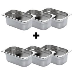 (6 stuks) RVS Gastronormbak 1/4 - Hoogte: 100mm