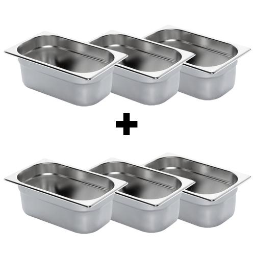 (6 bucăți) Container GN din oțel inoxidabil 1/4 - înălțime: 100 mm