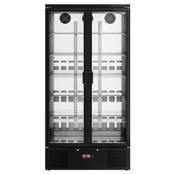 Drankenkoelkast - 920mm - 466 liter - RVS-interieur - met 2 glazen deuren - Zwart