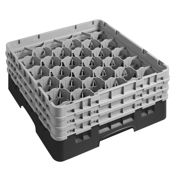 CAMBRO | CAMRACK® - Glazenwasmand 1/1 - 30 vakken - met 3 verlengstukken - 500x500mm - Zwart