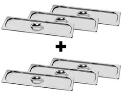 (6 pcs) Stainless Steel GN Lid GN 2/4 - 530x162x7mm