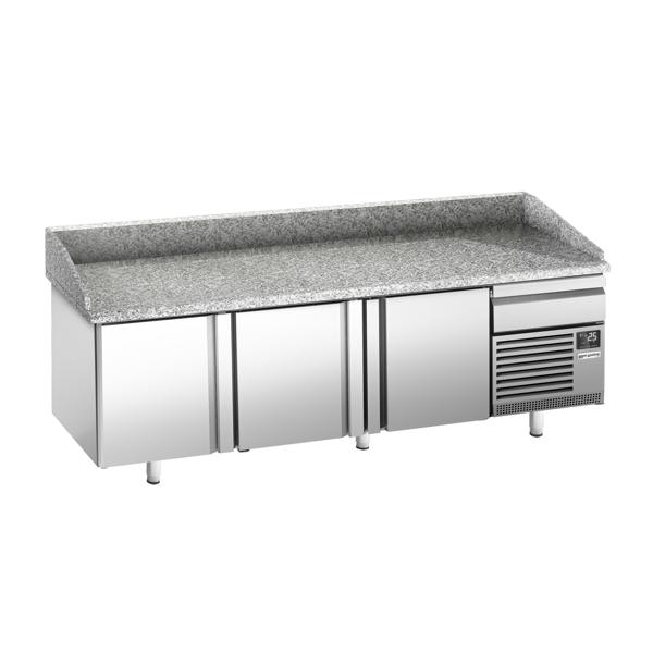 Pizzakühltisch Premium PLUS - 2305x800mm - mit 3 Türen & 1 Schublade