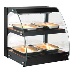 Vitrine aquecida de balcão - 650mm - 560W - com 2 prateleiras - Preto