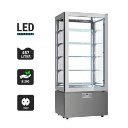 Vetrina Refrigerata Verticale 4 Lati Vetro – Panoramica Professionale - 457l - 805mm - 1 porta a battente in vetro - con 5 ripiani - LED interni