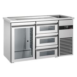 Frigider bere PREMIUM - 1550x700 mm - 1 Ușă din sticlă & 3 Sertare din sticlă