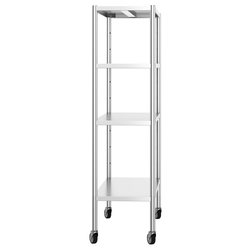 Stalak od nehrđajućeg čelika PREMIUM - 1200x490 mm - Sa 4 police (PODESIVE) - Uklj. 4 kotača